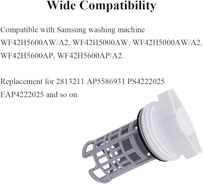 DC97-16991B Washer Drain Pump Filter Washing Machine Filter Compatible With Samsung Washing Machine, Replaces for 2813211 AP5586931 PS4222025, etc. - AquaVibe