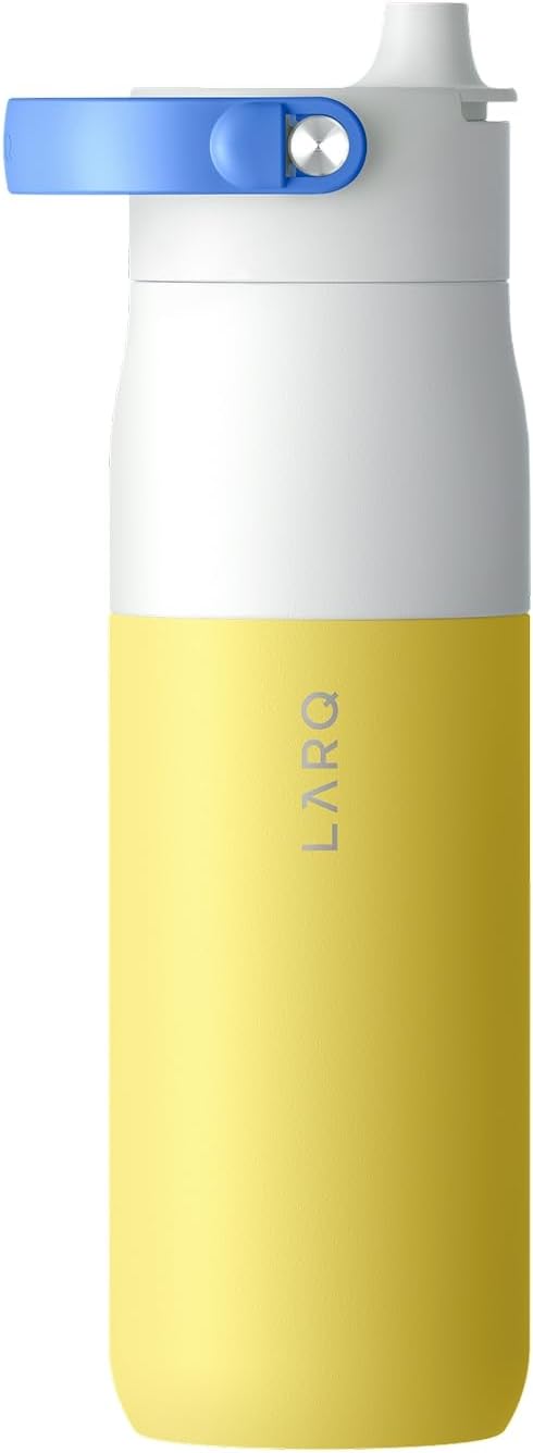 LARQ Bottle Swig Top 23oz - Insulated Stainless Steel Water Bottle With Built-In Silicone Handle | BPA Free | Reusable Water Bottle for Sports, Gym, and Travel, Limoncello Yellow
