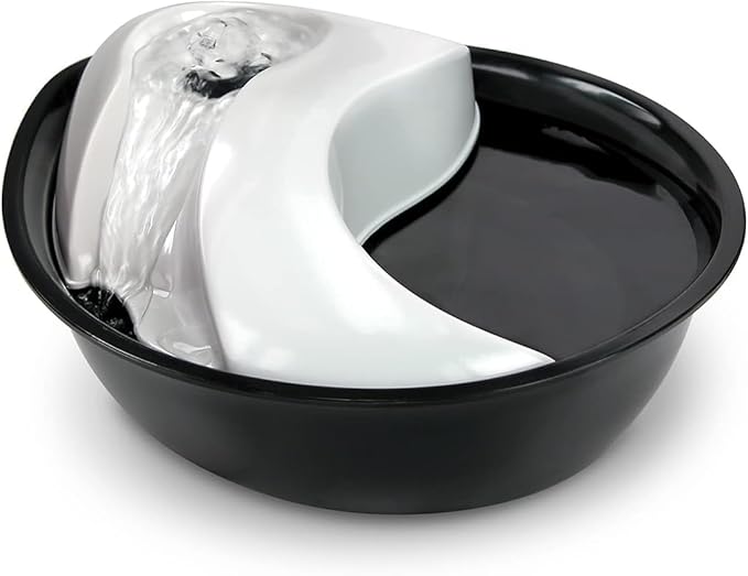 Pioneer Pet Raindrop Fountain, Pet Drinking Fountains (60 oz., Plastic -Black & White)