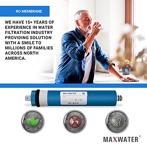 50 GPD Reverse Osmosis RO Membrane Under Sink Drinking Water Filter Purifier System (5 Count)