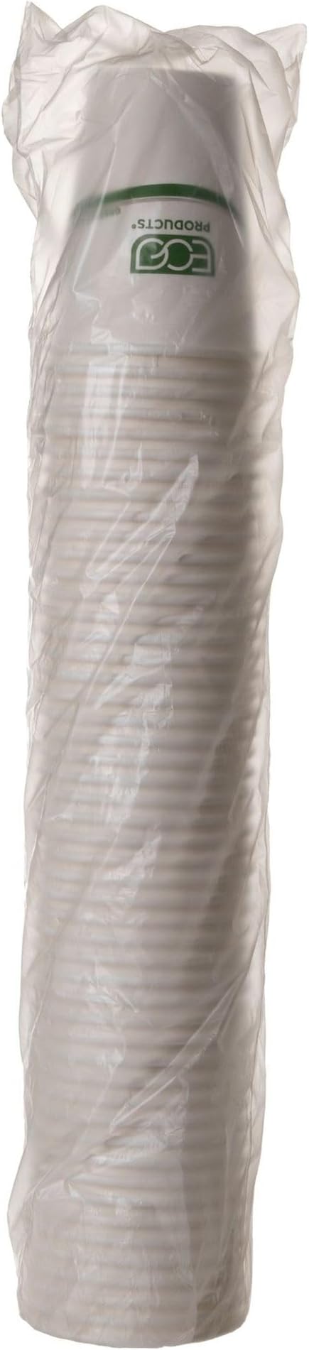 ECO PRODUCTS Compostable Disposable GreenStripe 16oz Coffee Cups, Pack of 50, White Single Wall Hot Paper Cup, Plant Based PLA Lining, Biodegradable