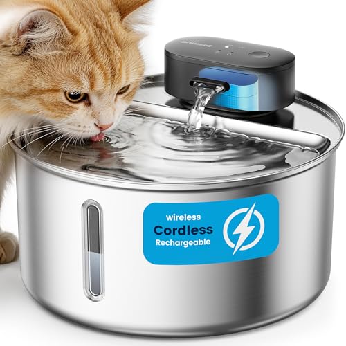 108oz 3.2L Wireless Stainless Steel Cat Water Fountain