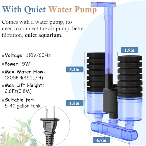 Aquarium Sponge Filter with Water Pump
