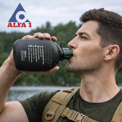ALFA1 GI Military Water Filter Canteen + 1 ALFA1 Life Saver Nano Water Filter Cartridge