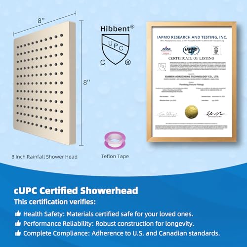 cUPC Certified Thickness Metal 8'' Rain Shower Head