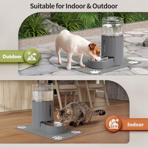 Cat Water Dispenser with Placemat and Stainless Steel Bowl