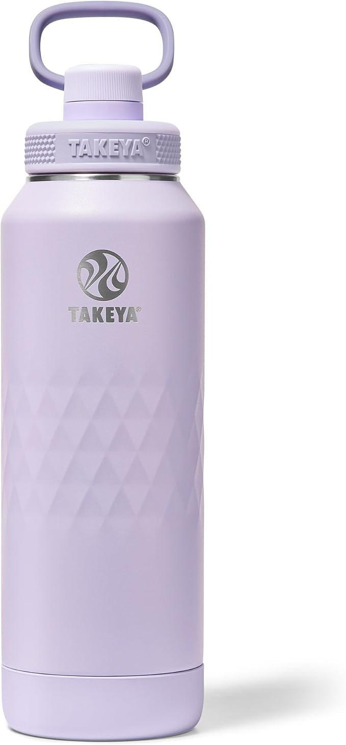 Takeya Sport 40 oz Triple-Insulated Stainless Steel Water Bottle, Spout Lid – Leakproof, Sweatproof, BPA-Free, Keeps Drinks Cold 36 Hrs, Hot 14 Hrs – Moonlight