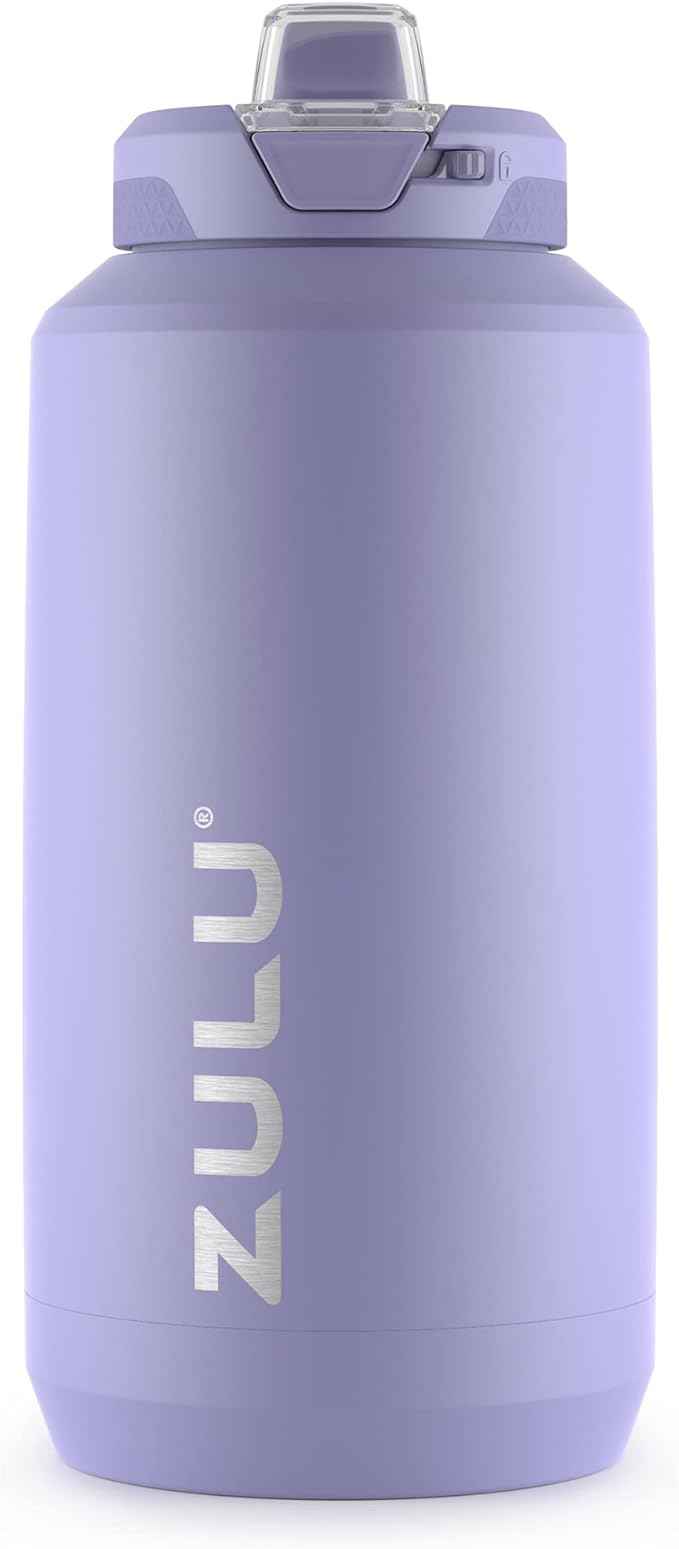 ZULU Goals Vacuum Insulated Large Capacity Stainless Steel Water Bottle | Reusable Jug Thermoses with Carry Handle | Leak-Proof Lid | Perfect for Travel, Workout, Gym, Hiking, Camping | 64oz, 101oz