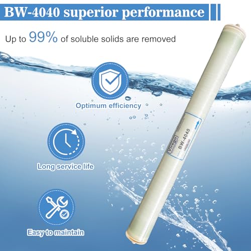 BW-4040, 4" x 40" RO Membrane for Desalination of Brackish Water, 99.5% Desalination Rate, 2400 GPD, 2000-5000PPM, BW-4040 Reverse Osmosis Membrane for Groundwater, Municipal, NSF Certified