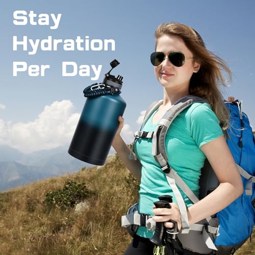 1 Gallon Water Bottle Insulated 128oz Stainless Steel Jug