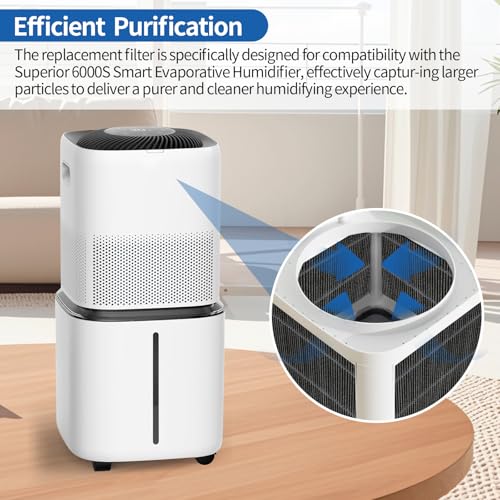 4 Pack Humidifier Premium Replacement Filters for LEVOIT Superior 6000S Smart Evaporative Humidifier + 2 (6 Count)
