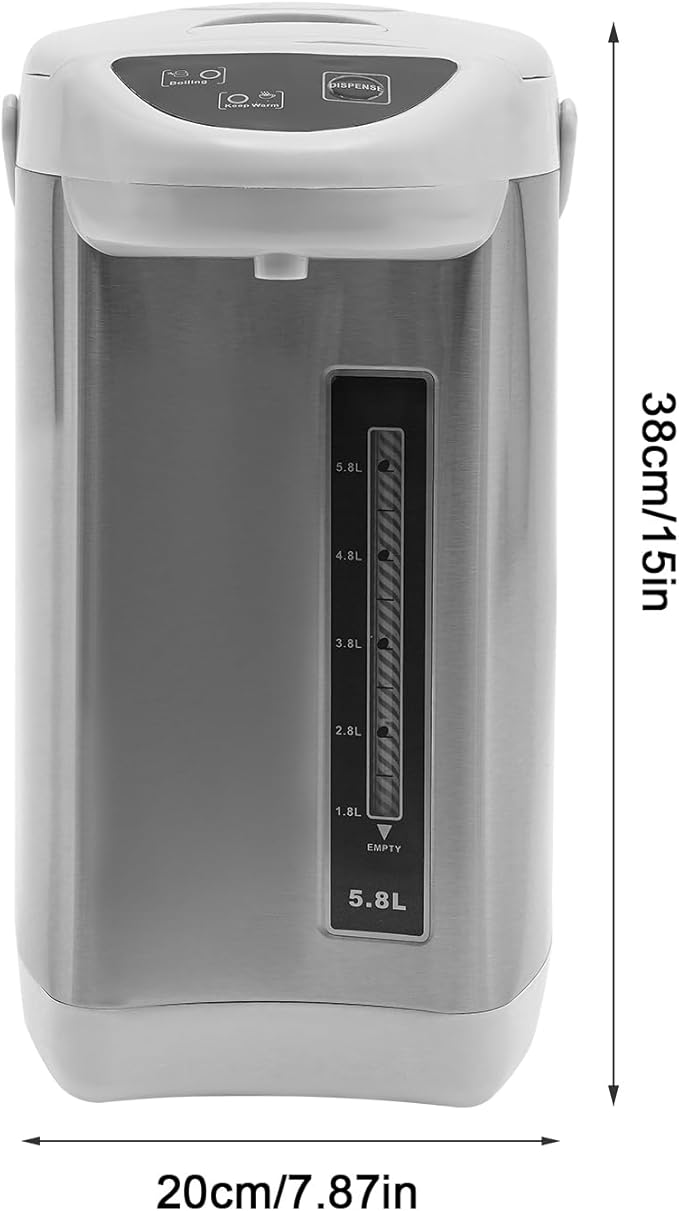 Electric Kettle, 5.8 L/196 Oz Electric Hot Water Urn Pot Dispenser, 304 Stainless Steel Water Boiler Warmer, 110V 750W Multi-Function Smart Kettle with Removable Water Tank for Offices Home (Grey)