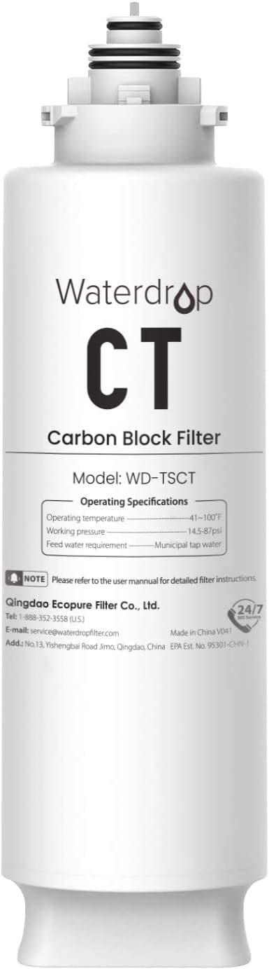 Waterdrop TSCT Under Sink Water Filter, Replacement for Waterdrop TSU-W, TSC 3-Stage Ultra-Filtration Under Sink Water Filter System, 2000 Gallons High Capacity. 1 Pack