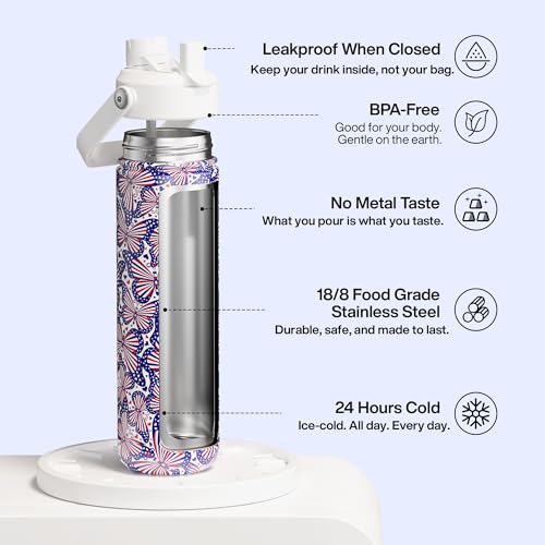 Insulated Water Bottle with Straw Stainless Steel Water Bottle