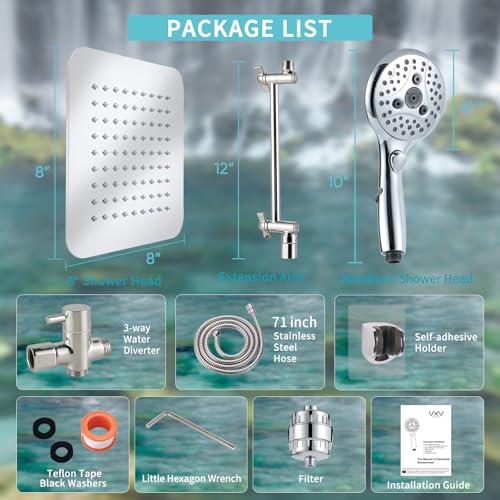8'' Dual 20 Stage Filtered Shower Head with Handheld