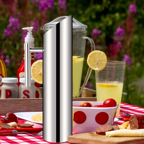 6 Pack 70oz 2l Stainless Steel Water Pitcher Modern Metal Pitcher with Ice Guard Silver Carafe Drink with Handle or Iced Hot Drink Tea Juice Coffee Beer (6 Count)