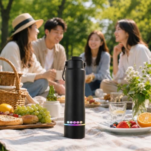 Stainless Steel Water Bottle with Portable Bluetooth Speaker TWS