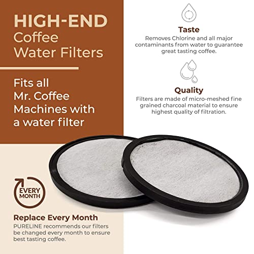 Pure Line Replacment for Mr. Coffee Water Filter Charcoal Disks. Universal Fit for Mr. Coffee Machines. (12 Count)