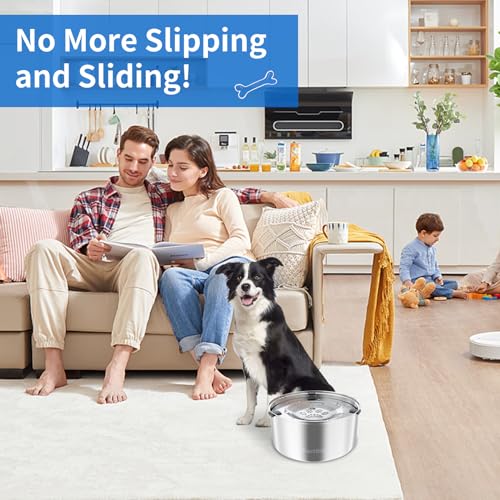 3L 101oz Dog Water Bowl Stainless Steel Slow Water Bowl for Dog (2.2 Pound)