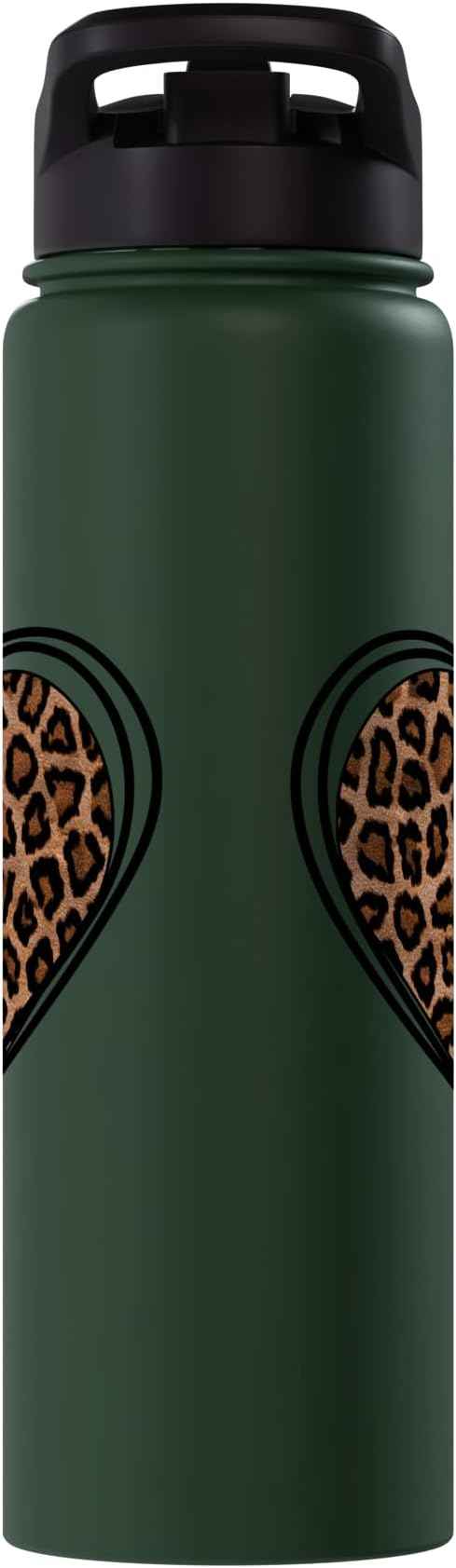 Heart Shape - Cute Cheetah Leopard Print Graphic Stainless Steel Insulated Water Bottle