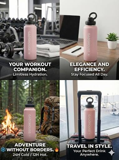 GadgHouse 40oz Stainless Steel Water Bottle with Magnetic Phone Holder