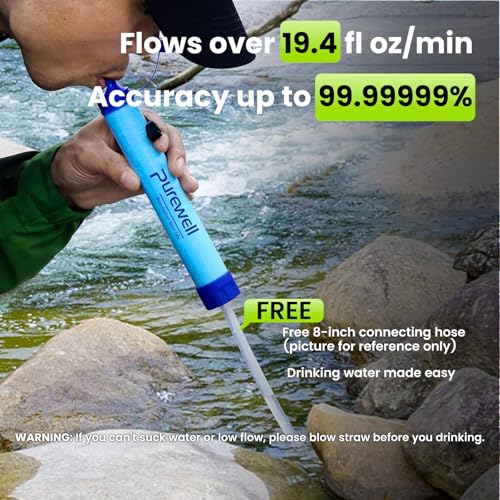 Outdoor Water Filter Personal Water Filtration Straw Emergency Survival Gear Water Purifier for Camping Hiking Climbing Backpacking