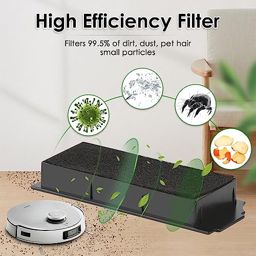 10 Pieces) X1 Omni Replacement Parts Compatible With ECOVACS DEEBOT DEEBOT X1 OMNI, X1 PRO OMNI, T10 OMNI Robot Vacuum Accessories Kit, 1 Roller Brush, 3 HEPA Filters, 6 Side Brushes (10 Count)