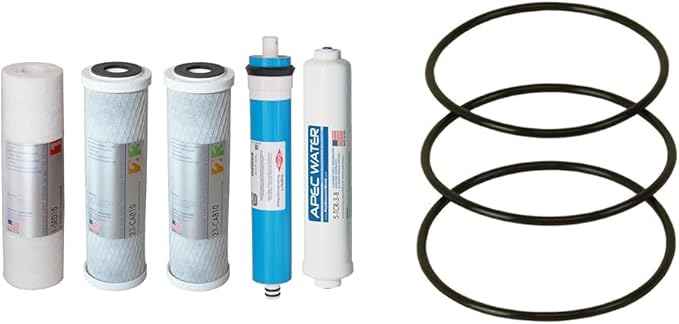 FILTER-MAX90-38 US Made 90 GPD Complete Replacement Set for Ultimate Series & Replacement ORing for ROES-50 3.5" OD Reverse Osmosis Water Filter Housings