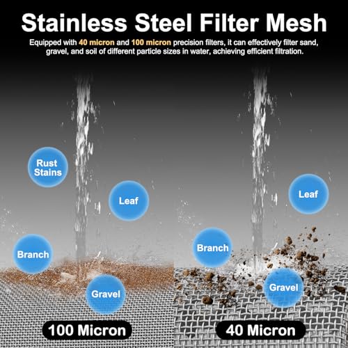 T Line Strainer Garden Hose Filter with 100 Mesh and 40 Mesh Screen and 2 PCS GHT to NPT Adapter Pressure Washer or Heater Inlet for RV Camping Car Wash On Pipe Strainer