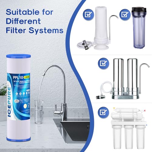 10" x 2.5" Pleated Sediment Water Filter Cartridge Replacement Any 10 inch RO Unit (4 Count)