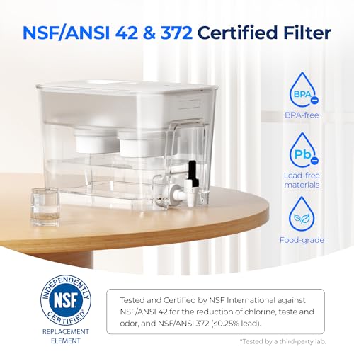 WFD-22L-DF Water Filter Dispenser, 40-Cup Water Purifier, White