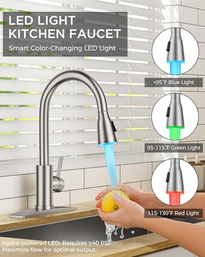 Kitchen Faucet with LED Light Sprayer