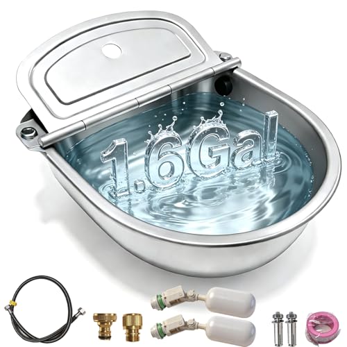 Automatic Water Bowl 304 Stainless Steel Pet Water Dispenser Dog Feeder Waterer for Large Dogs with 40" Steel Hose