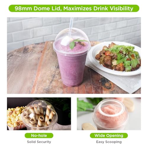 1,000 ct - 20 oz Compostable PLA Plastic Cups, BPI Certified Disposable Renewable Cold Cups for Iced Coffee, Smoothies, and More | Green Line (100 Count)