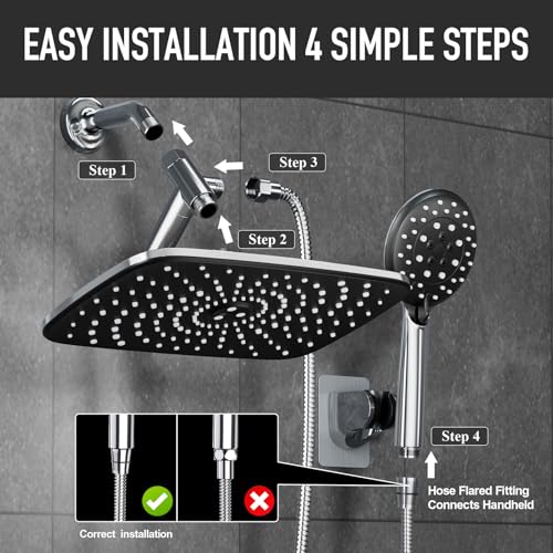 11.8“ Rain Shower Head with Handheld (2 Count)