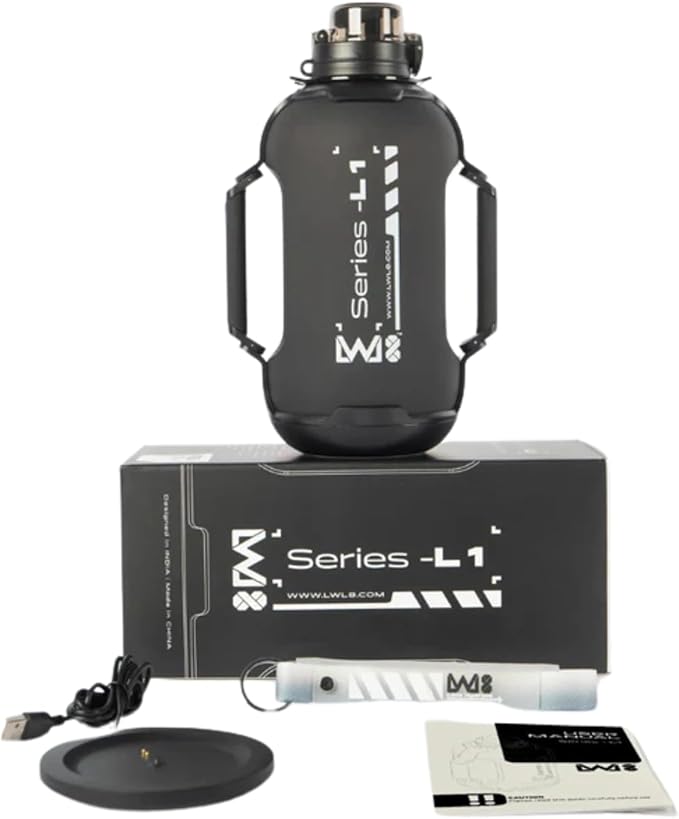 Smart Water Bottle Series L-1 - Tracks Water Intake with Bluetooth, Glows & Remind You To Stay Hydrated | With Built-in Straw | Tracking your bottle | Set Reminders | Denim Black, 44 oz