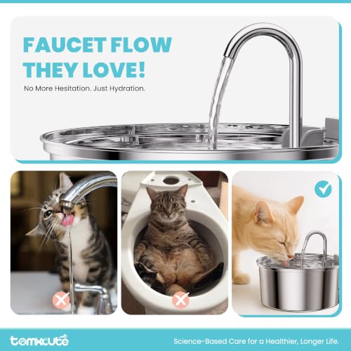 Cat Water Fountain Stainless Steel with 8 Filters (108 Count)
