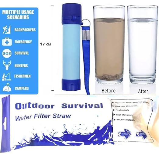 Galaxy Personal Portable Water Filter Straw Filtration Purifier for Hiking, Camping, Hunting, Travel, Outdoor Emergency Survival Detachable. (3 Packs)