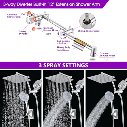 Filtered Shower Heads with Handheld Spray Combo