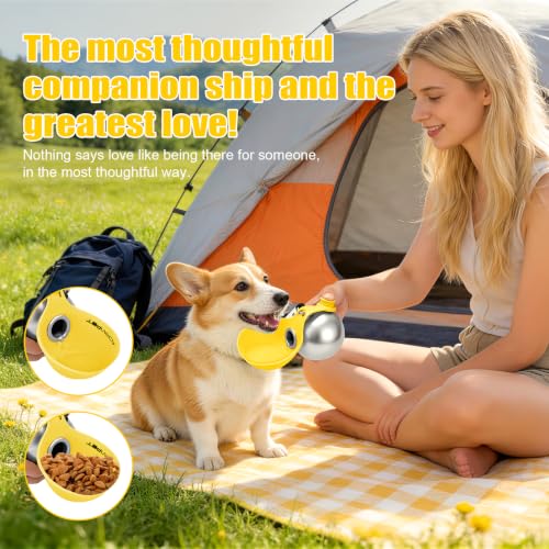 Portable Dog Water Bottle 10oz Stainless Steel Travel Dog Water Dispenser with Bowl No