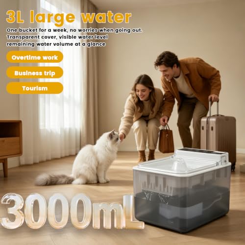 2026 New Upgrade Wireless Cat Water Fountain of 3L with Induction Lid