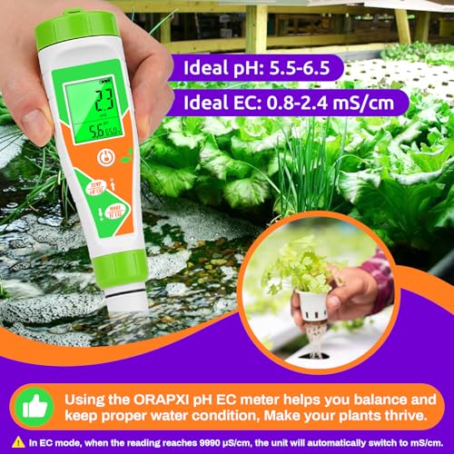 pH Meter for Water Hydroponics Nutrient 4 in 1 Digital EC pH TDS Temp Meter for Water System PPM and EC Water Tester for Hydroponics