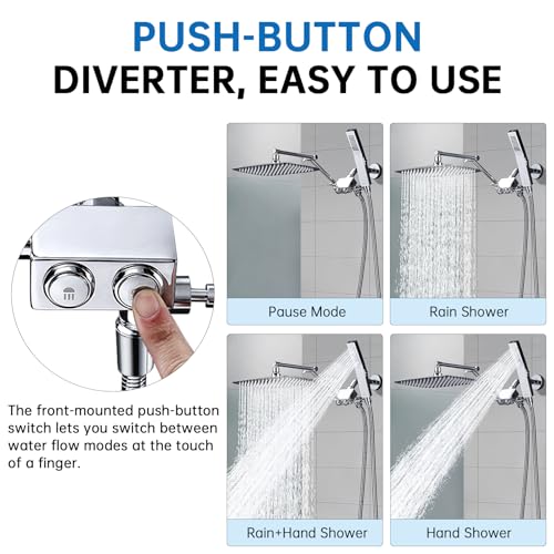 All Metal 12 Inch Shower Head with Handheld Spray Combo