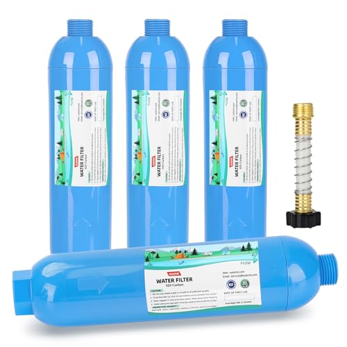 4PK NSF Certified Inline RV Drinking Water Filter & Flexible Hose Protector (4 Count)