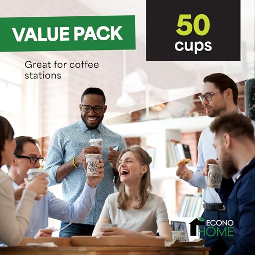 12 oz 50 Pack Disposable Coffee Paper Cups (50 Count)