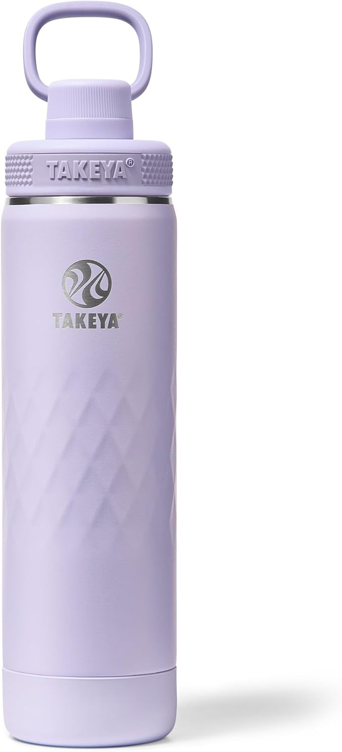 Takeya Sport 22 oz Triple-Insulated Stainless Steel Water Bottle, Spout Lid – Leakproof, Sweatproof, BPA-Free, Keeps Drinks Cold 36 Hrs, Hot 14 Hrs – Moonlight