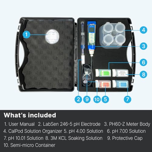 PH60Z MS Smart Handheld pH Meter Tester Kit with LabSen 246