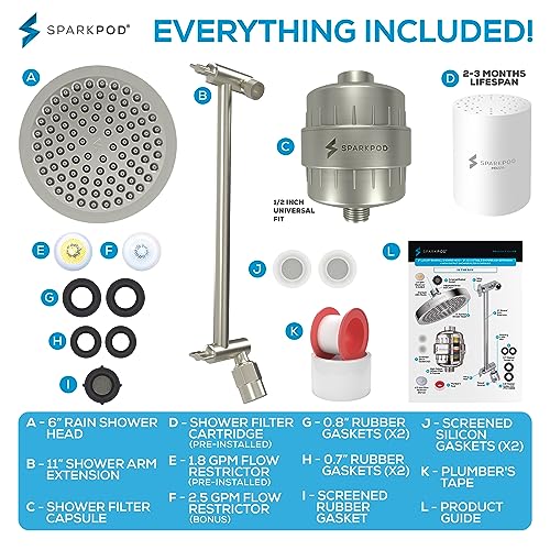 Filtered Shower Head & 11" Shower Arm