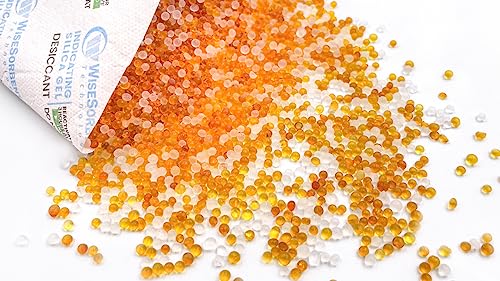 200 Gram [50 Packs] Silica Gel Desiccant Packets with Orange Indicating Beads