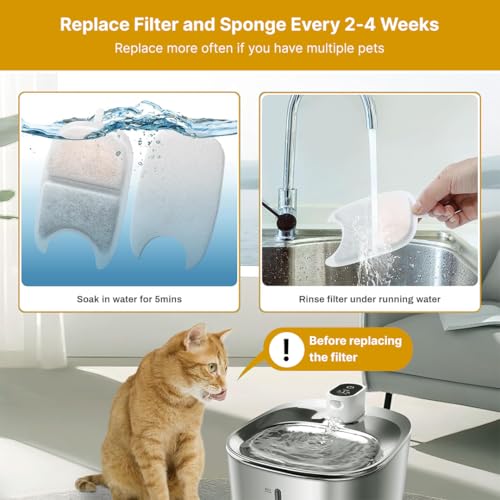 Wireless Cat Water Fountain Stainless Steel